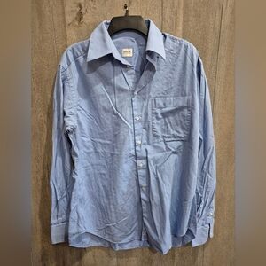 Armani Collezioni Shirt Mens (Size L) Blue Long Sleeve Button Up Patch Pocket